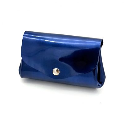 Porte-monnaie à soufflet bleu pétrole vernis