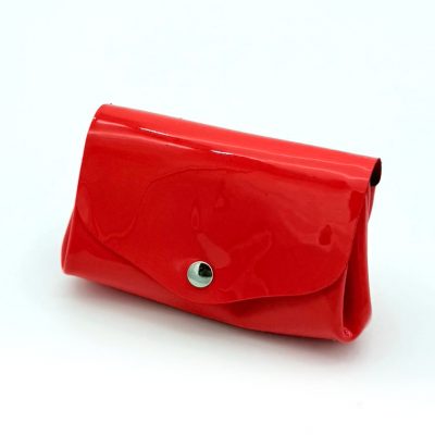 Porte-monnaie à soufflet corail vernis