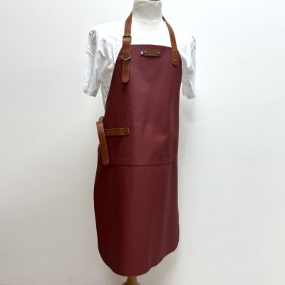 Tablier en cuir René bordeaux