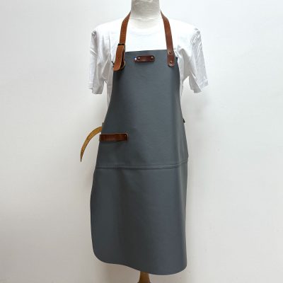 Tablier en cuir René gris clair