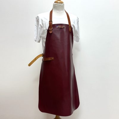 Tablier en cuir René lie de vin