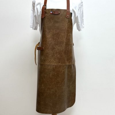 Tablier en cuir René marron vieilli