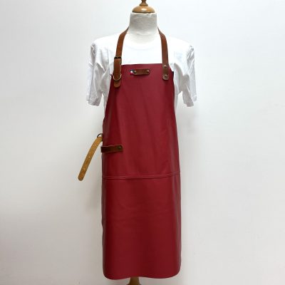 Tablier en cuir René rouge